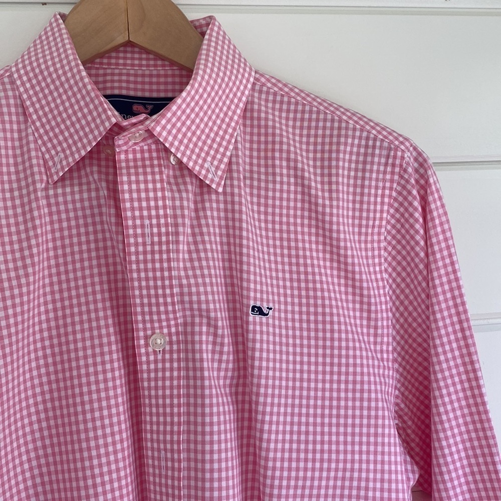 Classic Pink and White Gingham Vineyard Vines Whale Shirt | Excellent Condition